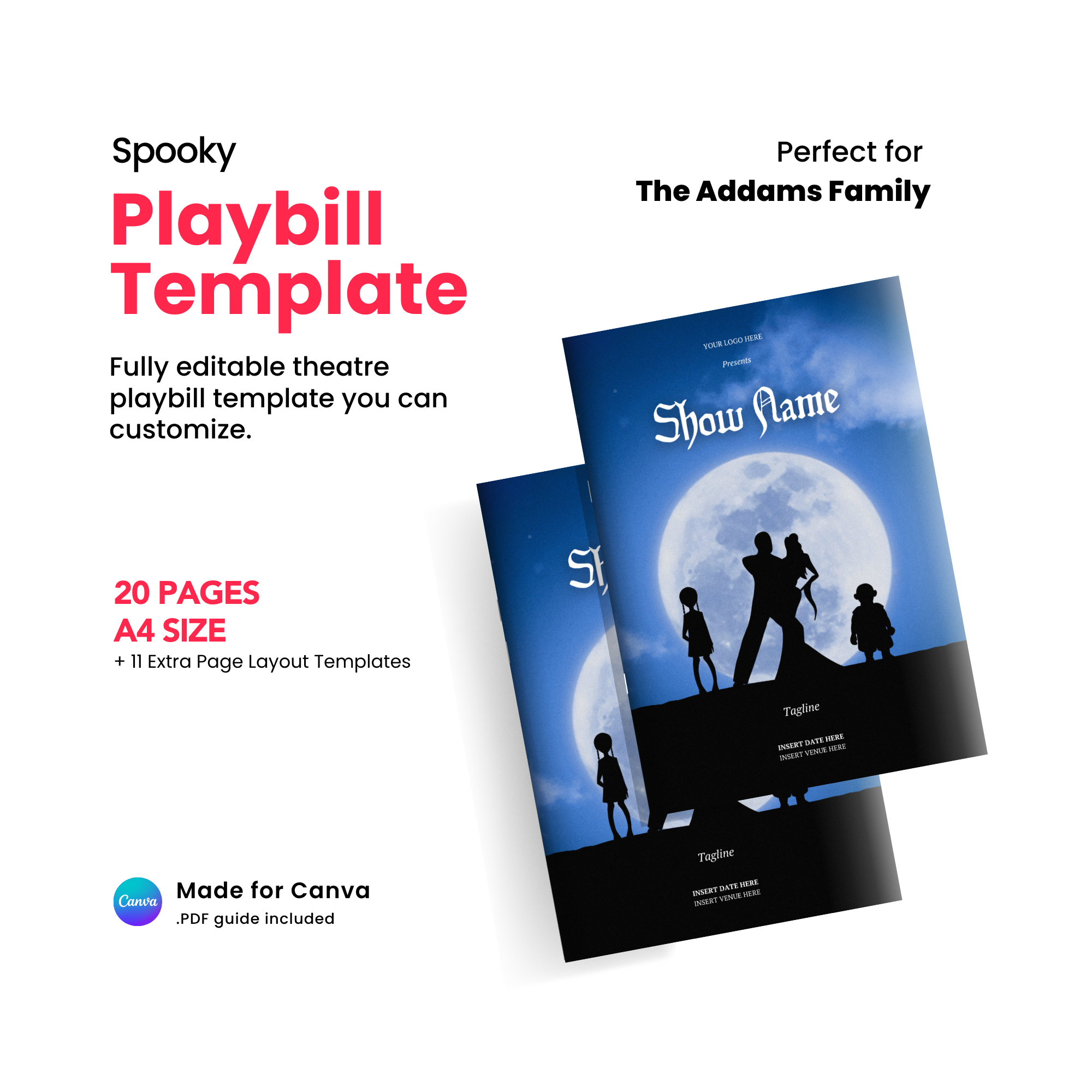 The Spooky Family Program Canva Template - A4