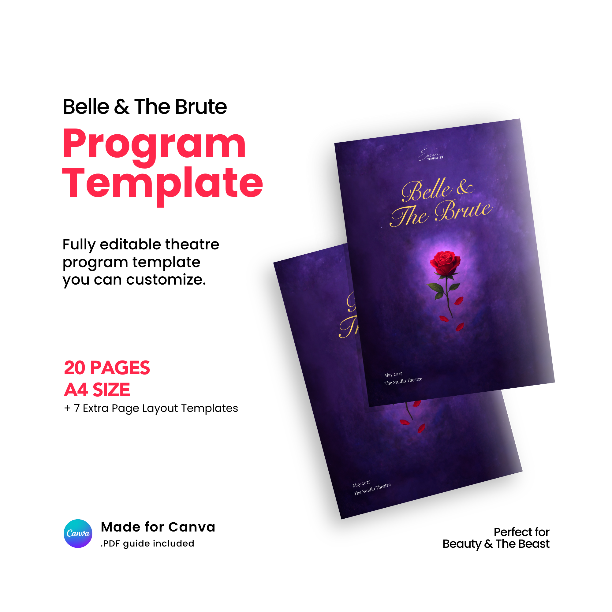 Belle & The Brute Program Canva Template - A4