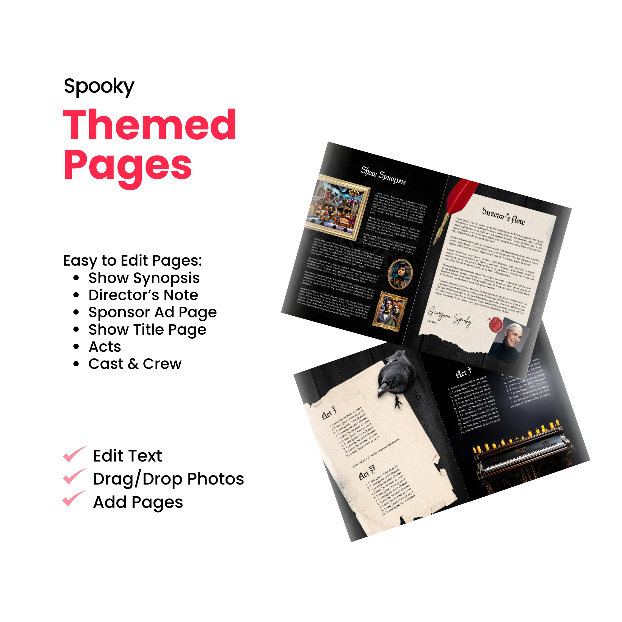 The Spooky Family Program Canva Template - A4