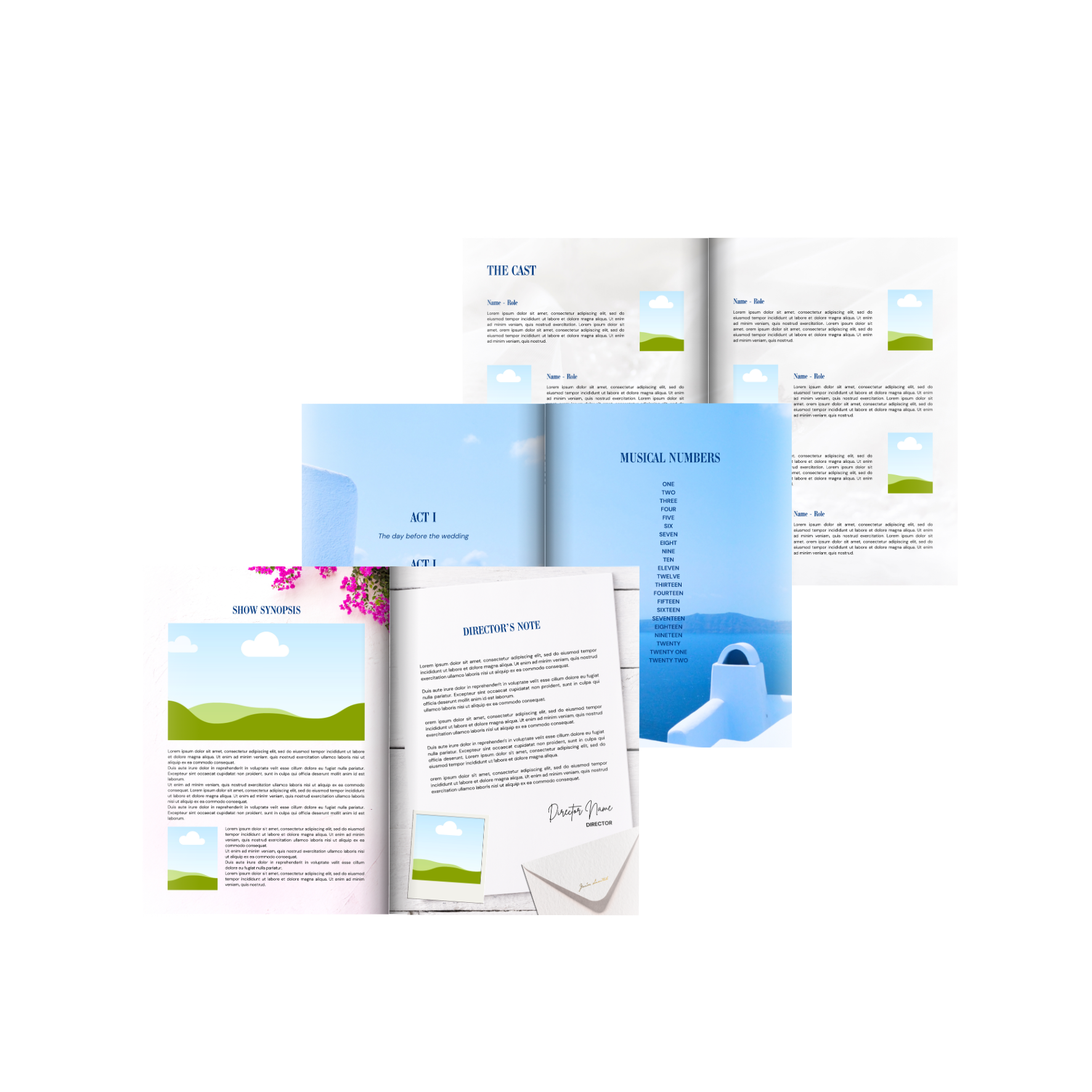 Greek Wedding Program Canva Template - A4