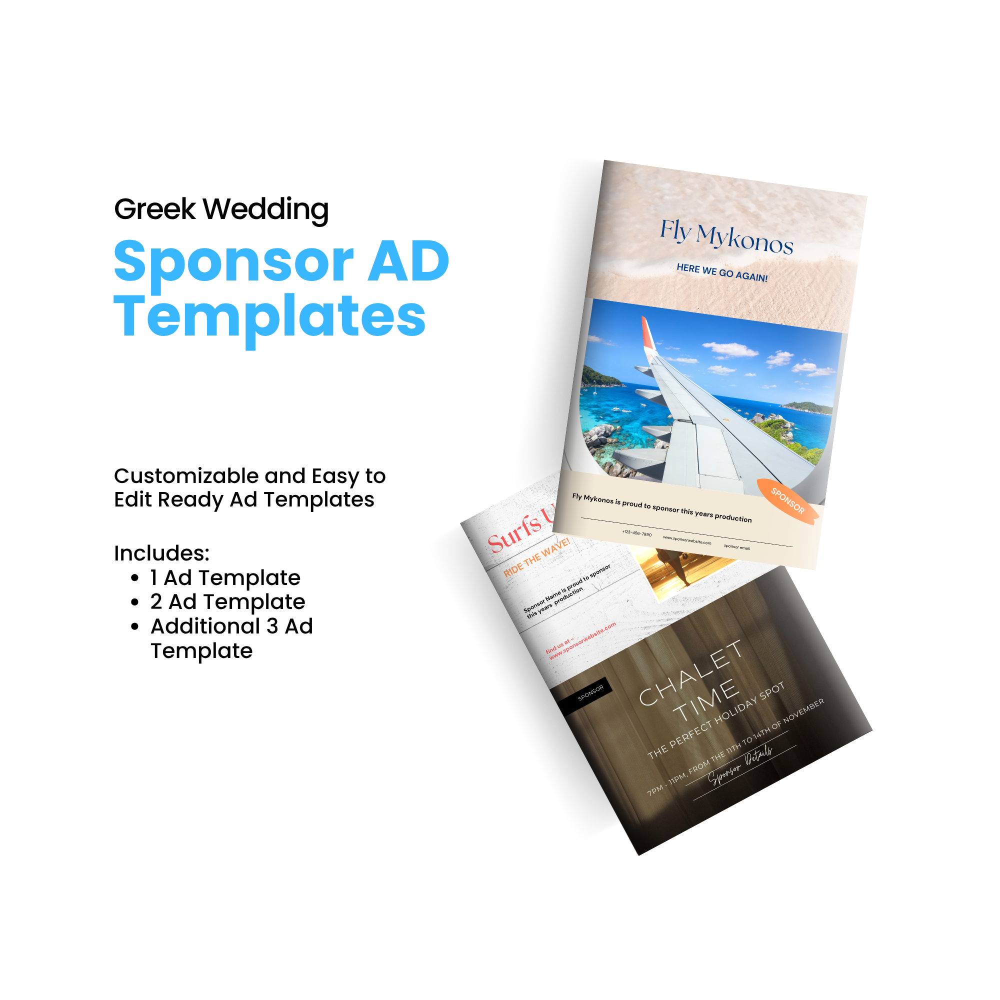 Greek Wedding Program Canva Template - A4