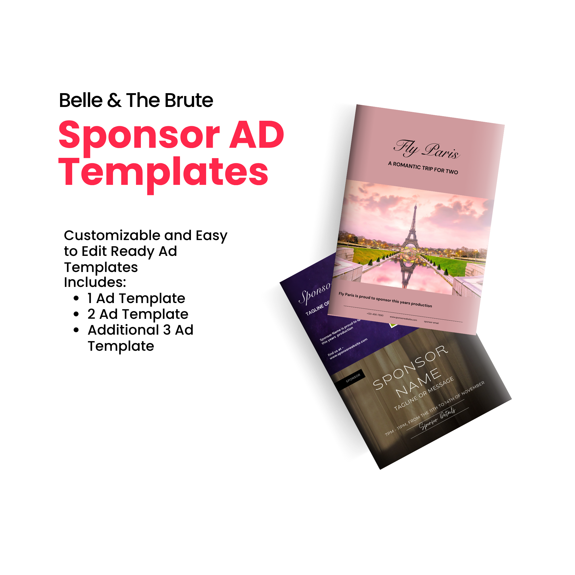 Belle & The Brute Program Canva Template - A4