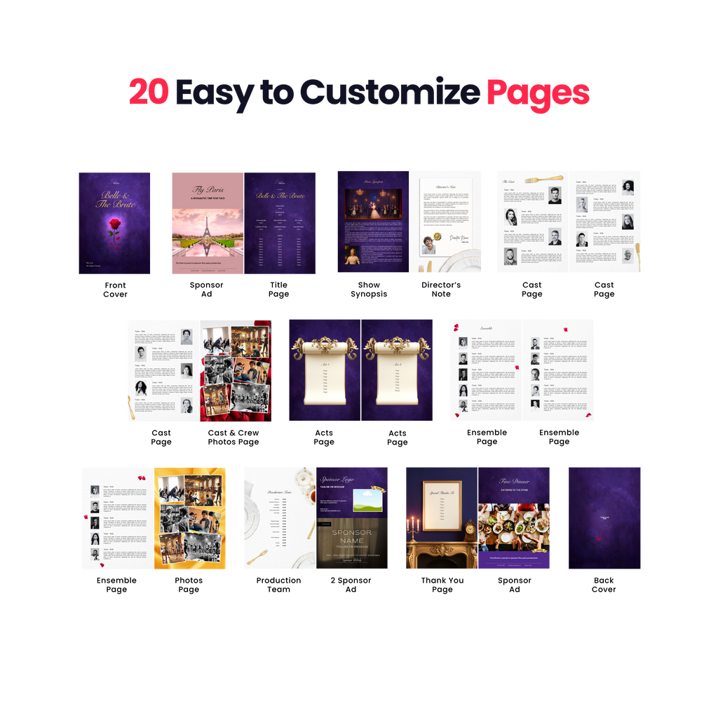 Belle & The Brute Program Canva Template - A4