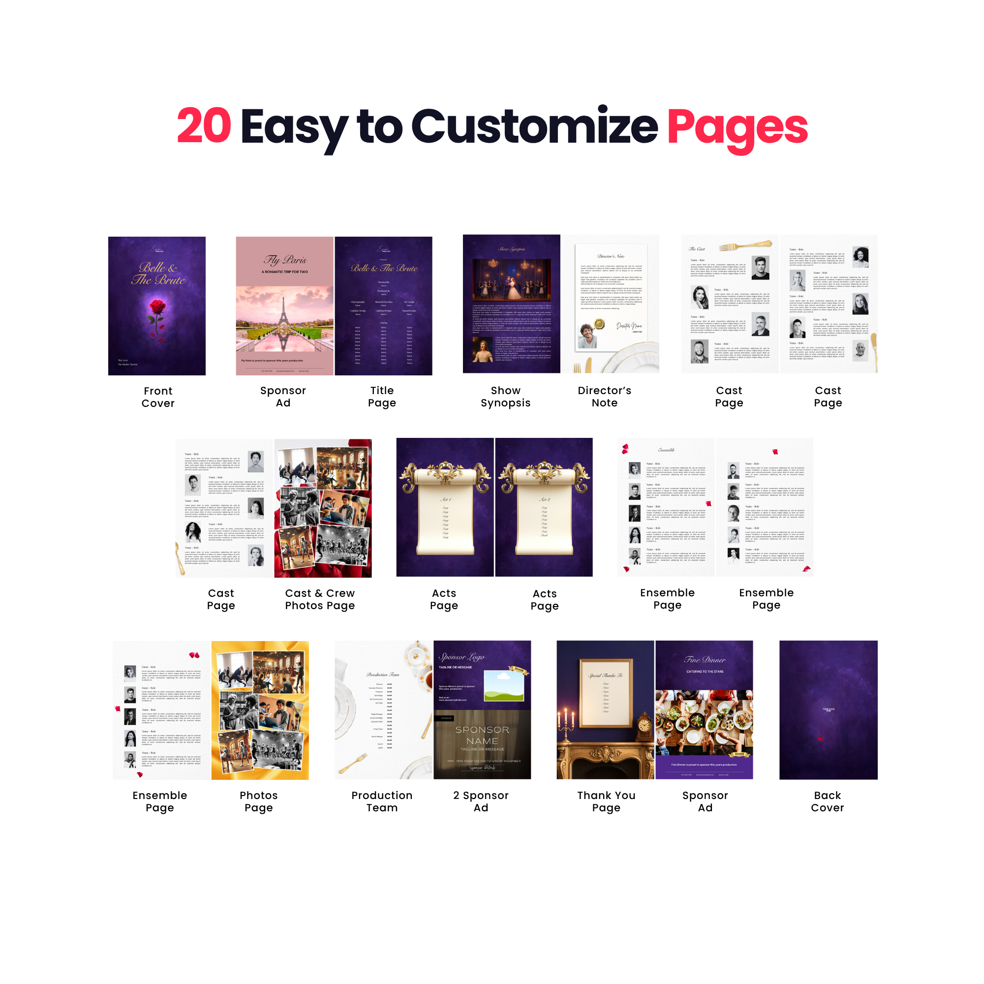 Belle & The Brute Program Canva Template - A4