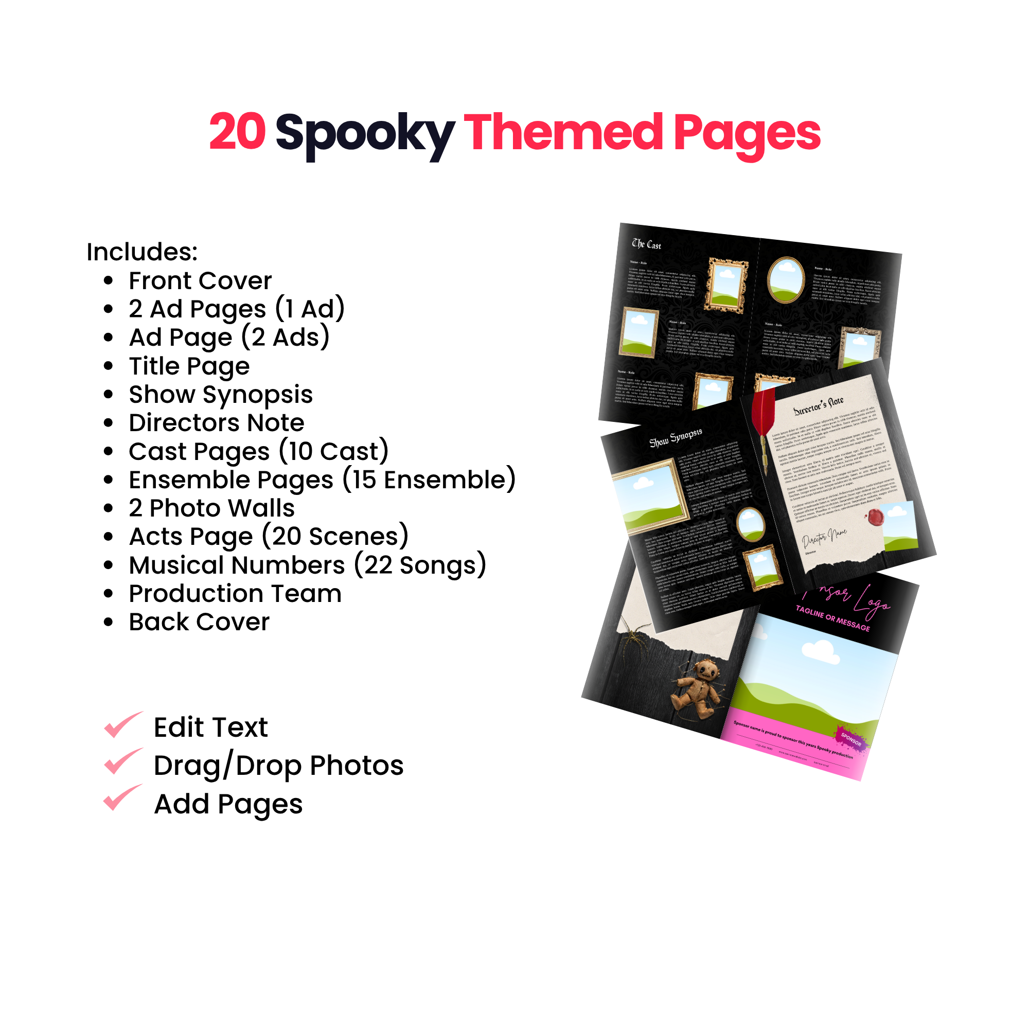 The Spooky Family Program Canva Template - A4